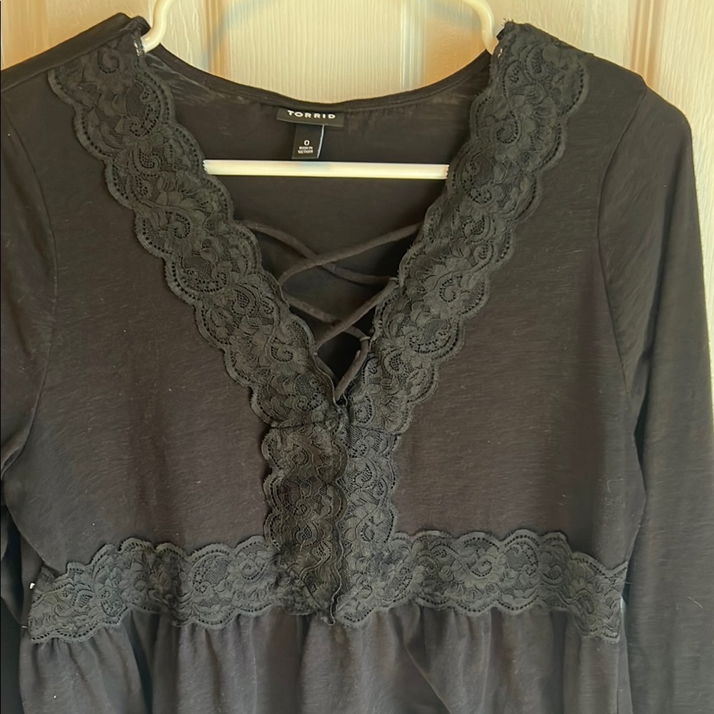 Torrid Black Lace Accent Blouse